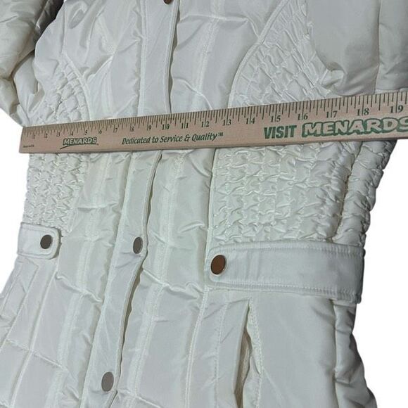 Weather Tamer Winter White Puffer Coat Faux Fur Removable Hood Size M - Picture 7 of 15